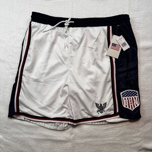 Team USA Soccer Mesh Athletic Shorts Mens XL White Navy Blue Red BSMM182S